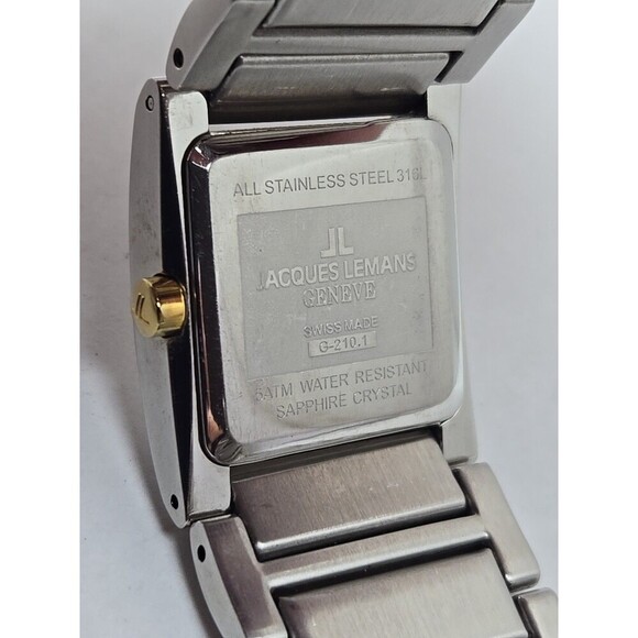 Jacques Lemans Geneve G2101 JL Two Tone Stainless Quartz Swiss Watch New Battery - Picture 8 of 8